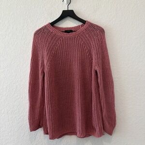 J. Crew 100% Linen Dusty Pink Open Knit Pullover Longsleeve Sweater Size Large